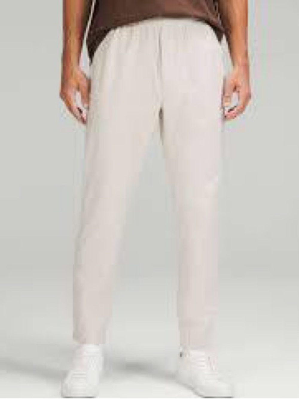 Men's Beige Elastic-Waist Casual Pants